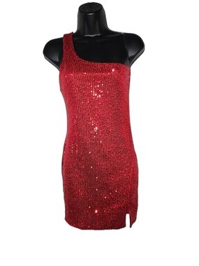 Chocolate U.S.A. One-Shoulder Sequin Mini Dress